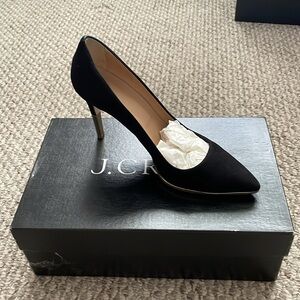 J. Crew Everly Black Suede Metallic Trim Pumps. Size 6.5.
